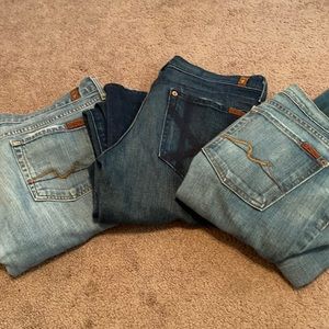 Seven For All Mankind lot of 3 pairs of jeans